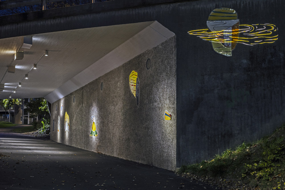 2017 Piecies of Sky/Pieces of Time. Tunnel in Angered, Gothenburg. Commissioned by Trafikkontoret
